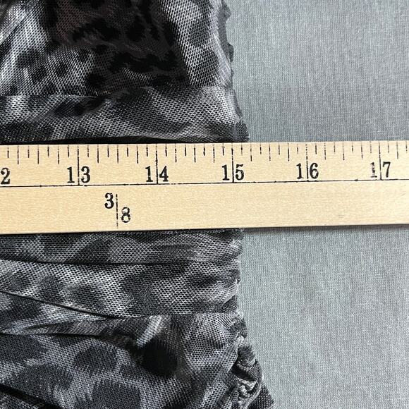 Tadashi Shoji Dress Womens Large Gray Leopard Print Ruched Sheath Cocktail Party - Picture 9 of 10